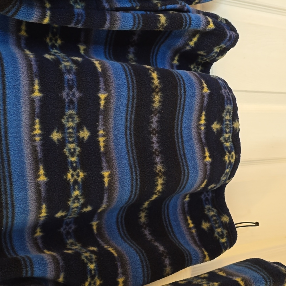 Lands' End Men's Pull over 1/4 Zip Polartech Sweater Print Blue Green Size Large - Picture 9 of 16